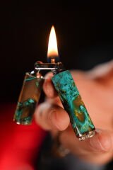 Caka Odkka Turquoise El Yapımı Ortadan Kırılan Benzinli Gemici (Muhtar) Çakmağı - Pirinç
