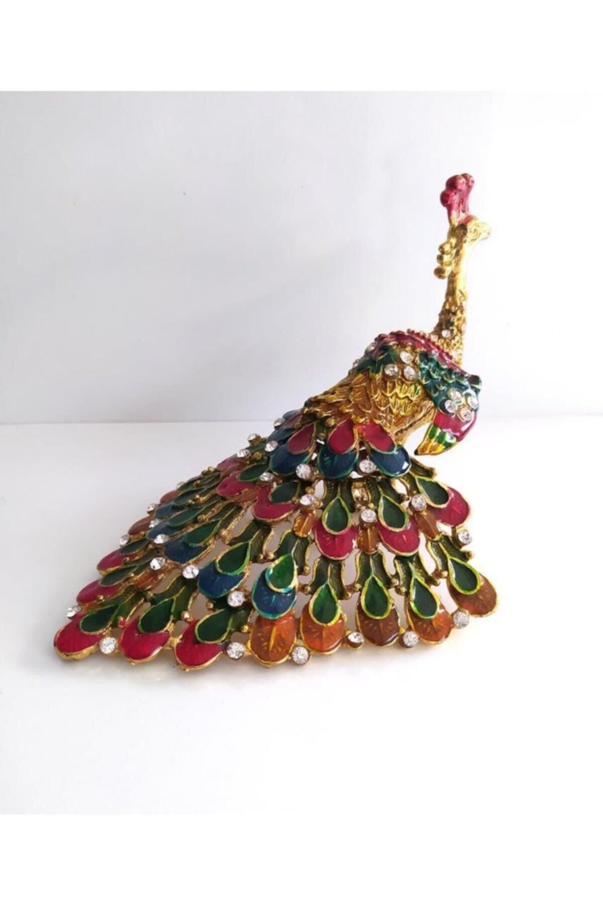 Swaroski Taşlı Tavuskuşu Mücevher Kutusu