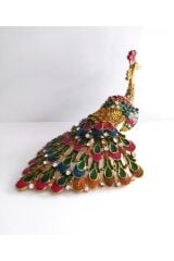 Swaroski Taşlı Tavuskuşu Mücevher Kutusu