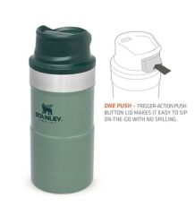 İnce Gövde Classic Trigger-Action Travel Mug 0,25 Litre(8,5 Oz) - Stanley Klasik Tek El Termos Bardak - Hammertone Green