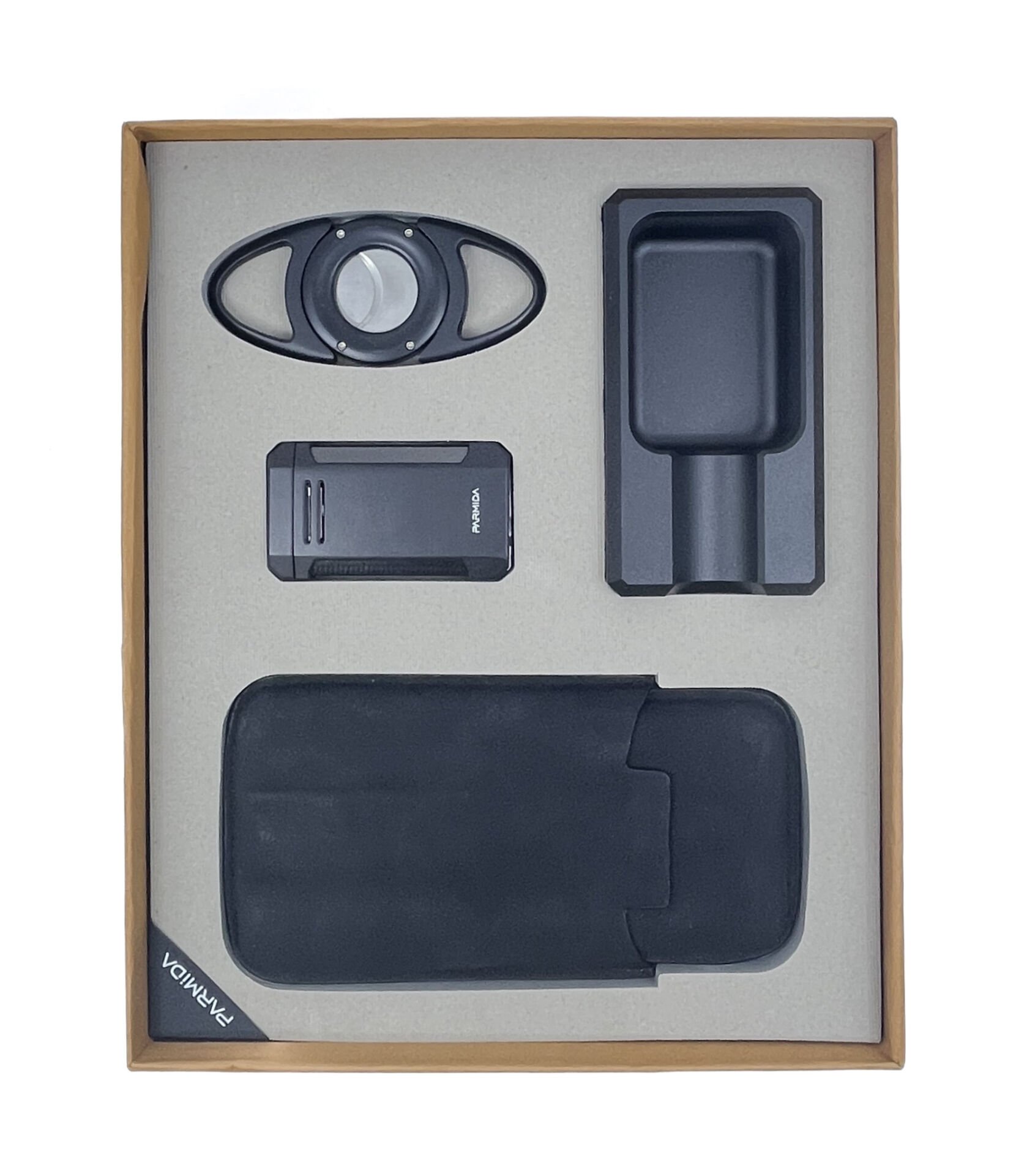 Parmida Dörtlü Puro Seti - Puro Kılıfı, Çakmak, Kesici, Küllük