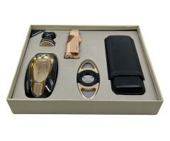 Parmida Lüks Beşli Puro Seti - Puro Kılıfı, Çakmak, Kesici, Küllük, Sehpa