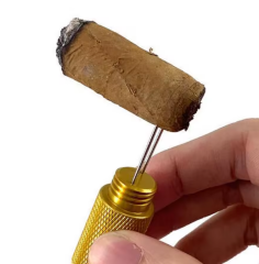 Puro İğnesi (Delici) ve Puro Tutucu(Nubber) Set - Altın Rengi