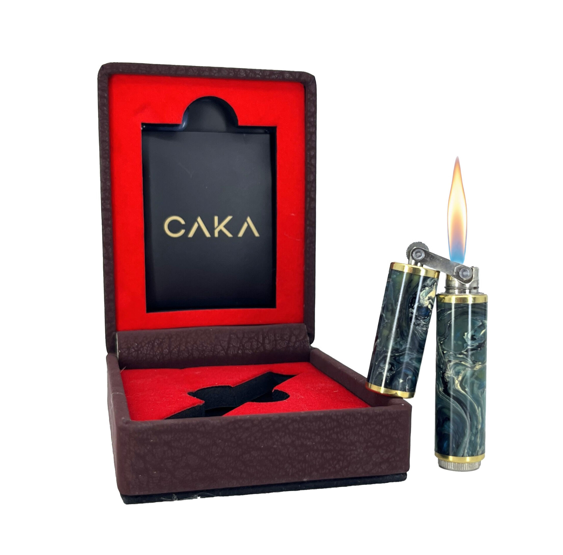 Caka Harmony Pirinç Ortadan Kırılan Benzinli Gemici (Muhtar) Çakmağı - Akik Yeşil