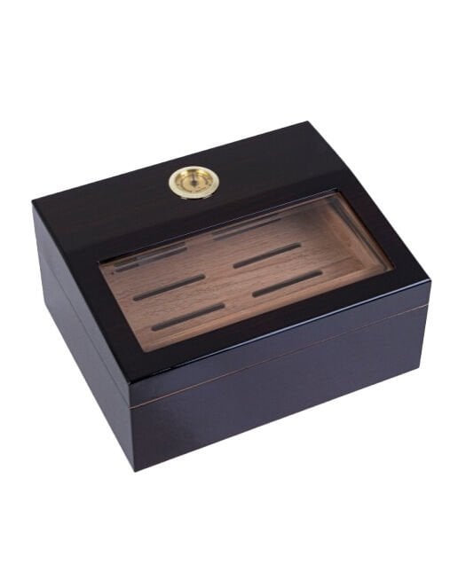 Yarım Cam Tavan Puro Humidor / Puro Saklama Kutusu - Siyah 0199