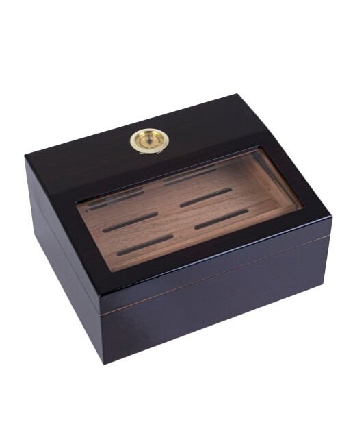 Yarım Cam Tavan Puro Humidor / Puro Saklama Kutusu - Siyah 0199