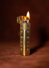 Caka Petra Serisi Benzinli Pirinç Çakmak - Petra Flora Gold