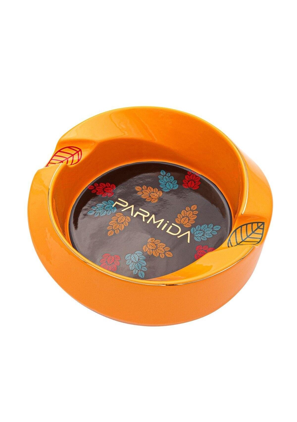 Puro Yaprağı Desenli Sarı İkili Porselen Puro Küllüğü