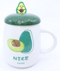 Avokado Baskılı Kapaklı Seramik Kupa - Nice