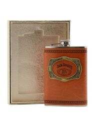 Paslanmaz Çelik Deri Kaplama Cep İçki Alkol Matarası 9 Oz