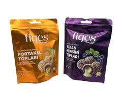 Figes Portakal Parçacığı Dolgulu Portakal Topları ve Beyaz Çikolata Dolgulu Yaban Mersini Topları (2'li Set)