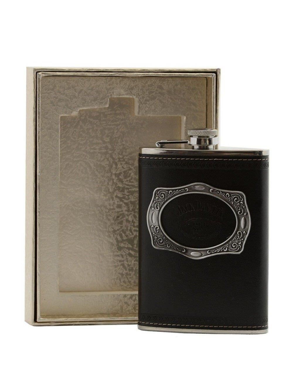 Paslanmaz Çelik Deri Kaplama Cep İçki Alkol Matarası 9 Oz