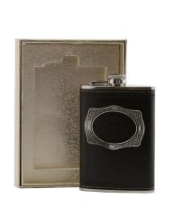 Paslanmaz Çelik Deri Kaplama Cep İçki Alkol Matarası 9 Oz