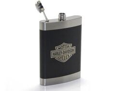Paslanmaz Çelik Deri Kaplama Cep İçki Alkol Matarası 9 Oz