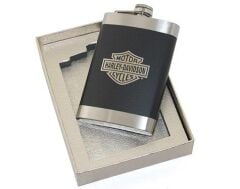 Paslanmaz Çelik Deri Kaplama Cep İçki Alkol Matarası 9 Oz