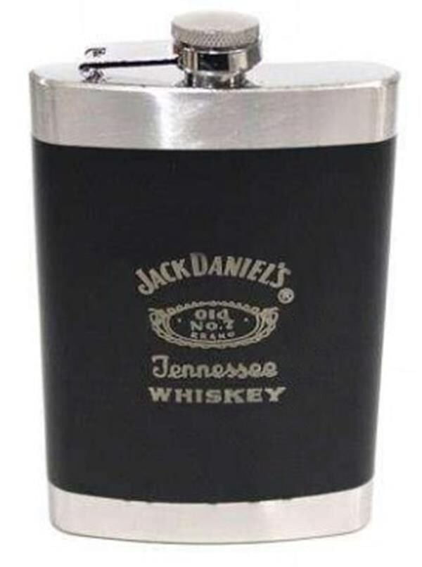 Paslanmaz Çelik Deri Kaplama Cep İçki Alkol Matarası 9 Oz