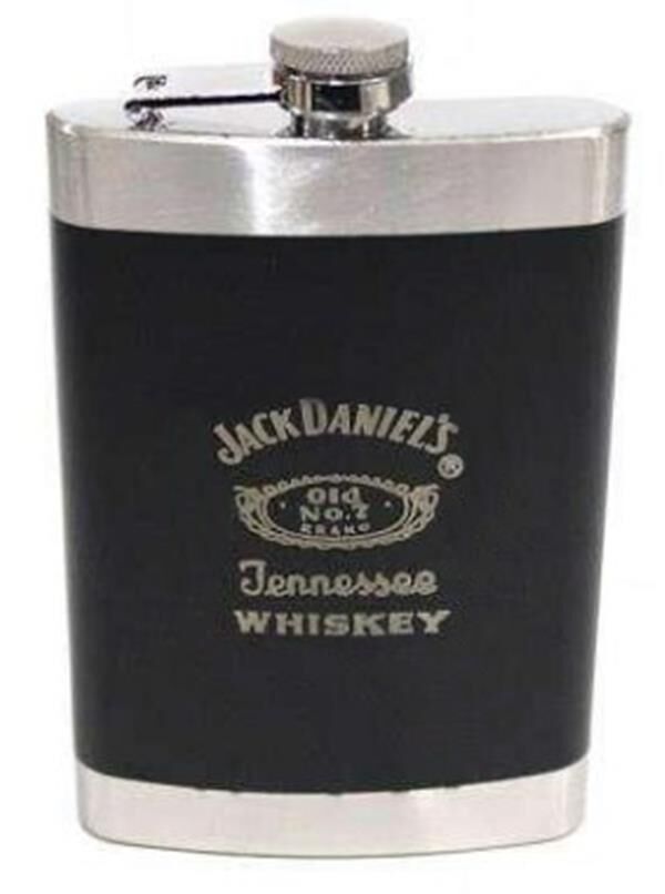 Paslanmaz Çelik Deri Kaplama Cep İçki Alkol Matarası 9 Oz