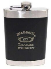 Paslanmaz Çelik Deri Kaplama Cep İçki Alkol Matarası 9 Oz