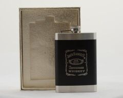 Paslanmaz Çelik Deri Kaplama Cep İçki Alkol Matarası 9 Oz