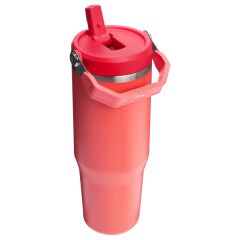Stanley The IceFlow Flip Straw Pipetli Termos Bardak 0,89 LT (30 OZ) - Hot Coral