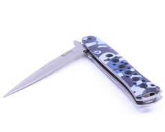 Mavi Kamuflajlı Paslanmaz Çelik Katlanır Çakı