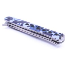 Mavi Kamuflajlı Paslanmaz Çelik Katlanır Çakı