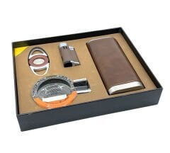 Parmida 4'lü Puro Seti Puro Kılıfı Çakmak Küllük Kesici - Kahverengi