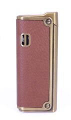 Zenit Bronz - Kahverengi Jet Alev Deri Kaplama Metal Çakmak