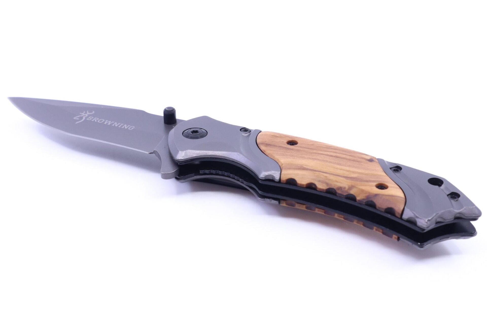 Paslanmaz Çelik Katlanır Kamp Çakısı - Ahşap Kabza