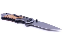 Paslanmaz Çelik Katlanır Kamp Çakısı - Ahşap Kabza