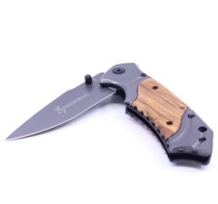 Paslanmaz Çelik Katlanır Kamp Çakısı - Ahşap Kabza