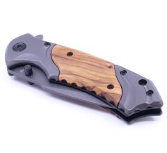 Paslanmaz Çelik Katlanır Kamp Çakısı - Ahşap Kabza