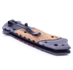 Paslanmaz Çelik Katlanır Kamp Çakısı - Ahşap Kabza