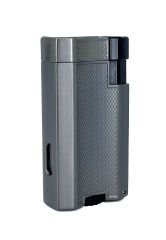 Premium Çift Torch Jet Alevli Puro Çakmağı – Dahili Punch Fonksiyonlu (Antrasit)