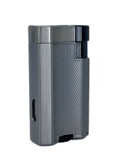Premium Çift Torch Jet Alevli Puro Çakmağı – Dahili Punch Fonksiyonlu (Antrasit)