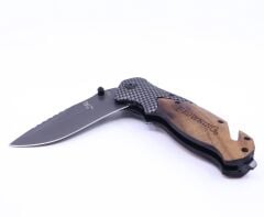 Paslanmaz Çelik Katlanır Kurtarma Kamp Çakısı x50 - Ahşap Kabza