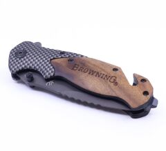 Paslanmaz Çelik Katlanır Kurtarma Kamp Çakısı x50 - Ahşap Kabza