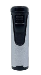 Premium 4 Jet Alevli Pürmüz Puro Çakmağı – Dahili Delicili & Hediye Kutulu (Gümüş - Siyah)