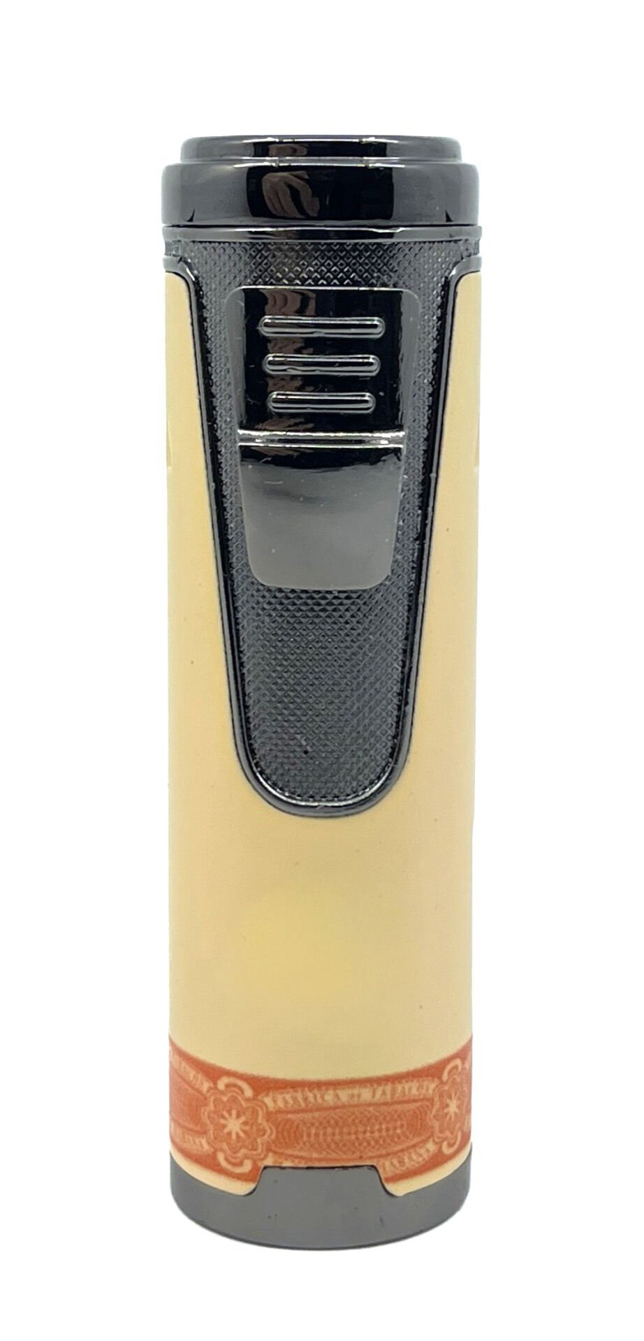 Premium 4 Jet Alevli Pürmüz Puro Çakmağı – Dahili Delicili & Hediye Kutulu (Krem)