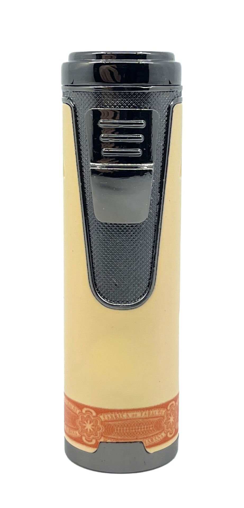 Premium 4 Jet Alevli Pürmüz Puro Çakmağı – Dahili Delicili & Hediye Kutulu (Krem)