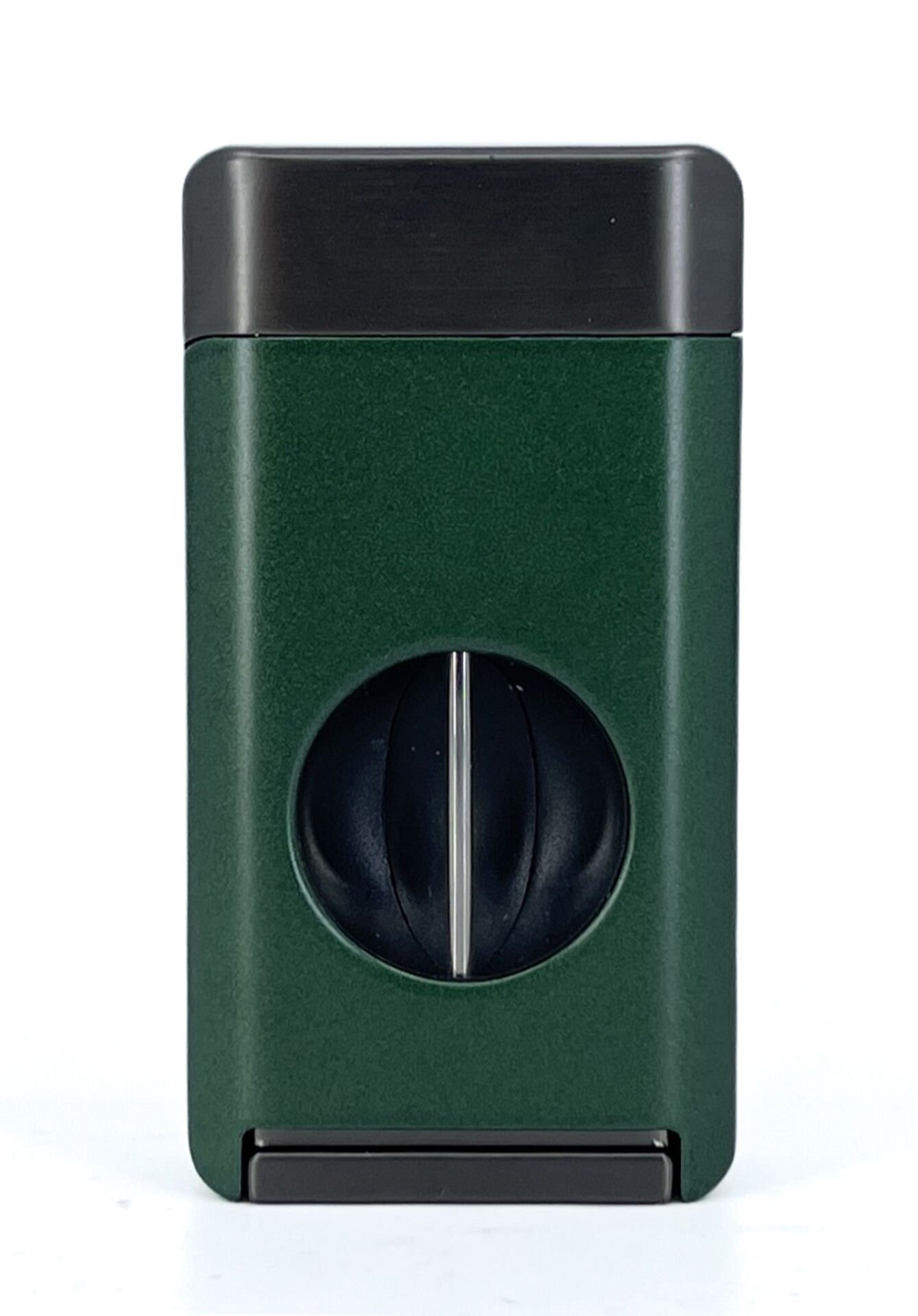 3 Pürmüz Alevli Lüks Puro Çakmağı - Entegre V-Cut Giyotin Kesicili - Metalik Yeşil