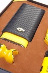 Cohiba Çakmak Kılıf Küllük Sehpa Dörtlü Puro Seti Sarı