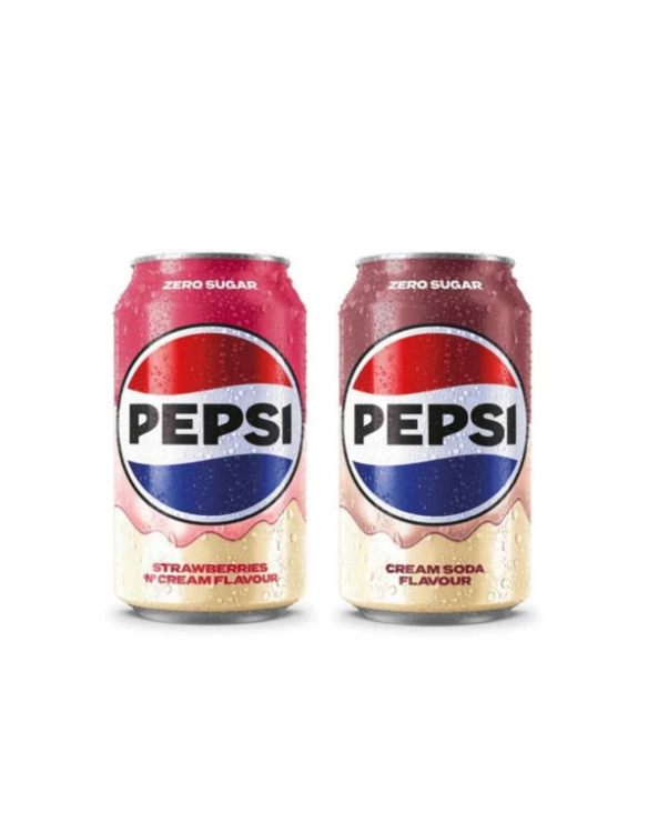 Pepsi Strawberries 'n Cream Flavour Zero Sugar - Karışık Aromalı Şekersiz Tatlandırıcılı Gazlı İçecek 330 ML (2 ADET)
