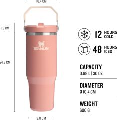 Stanley The IceFlow Flip Straw Pipetli Termos Bardak 0,89 LT (30 OZ) - Sienna