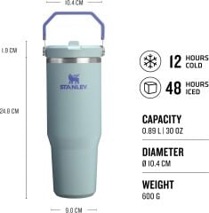 Stanley The IceFlow Flip Straw Pipetli Termos Bardak 0,89 LT (30 OZ) - Blue Cactus