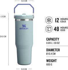 Stanley The IceFlow Flip Straw Pipetli Termos Bardak 0,89 LT (30 OZ) - Blue Cactus