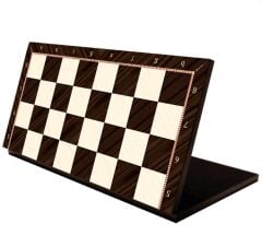 Büyük Boy Katlanır MDF Ahşap Satranç Tahtası Ceviz Desenli (43cmx43 cm)