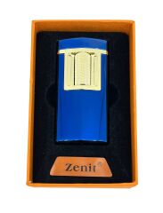 Zenit Lüks Metal Çakmak - USB Şarjlı & Elektronik Ateşleme - Lacivert Altın