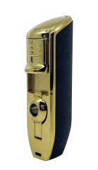 Özel Tasarım Siyah-Gold 3 Pürmüzlü (Torch) Puro Çakmağı - Dahili Delicili