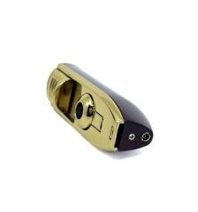 Özel Tasarım Parlak Siyah-Gold 3 Pürmüzlü (Torch) Puro Çakmağı - Dahili Delicili